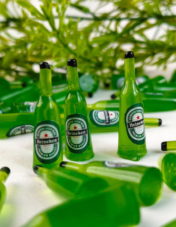 Miniature Beer Bottle Decor | Mini Resin Embellishments for DIY Crafts – Cute Flat Back Cabochons for Scrapbooking, Slime, Hair Accessories, Phone Case & Decoration [Set of 4]