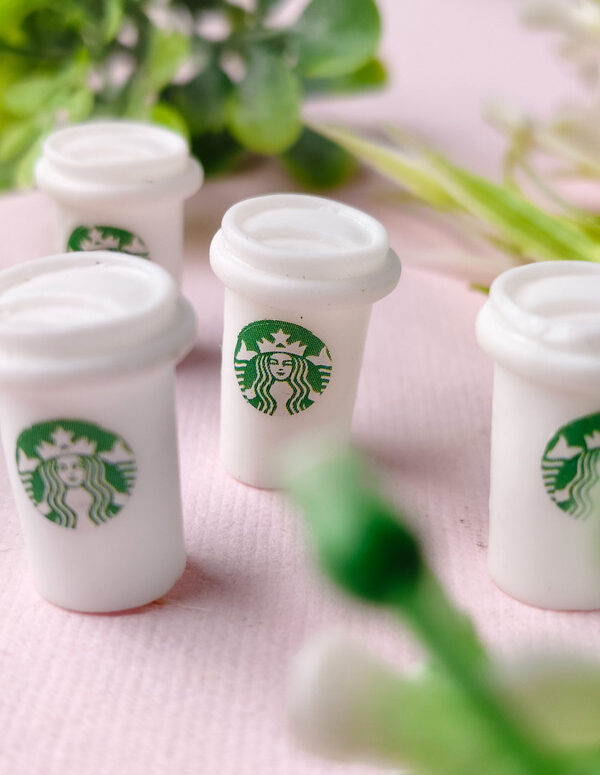 Miniature starbucks Coffee Cup Decor | Mini Resin Embellishments for DIY Crafts – Cute Flat Back Cabochons for Scrapbooking, Slime, Hair Accessories, Phone Case & Decoration [Set of 4]