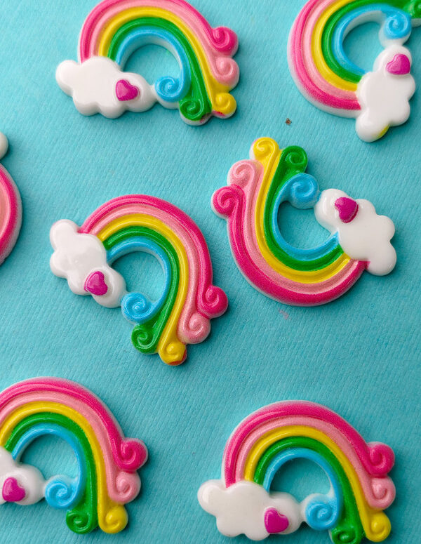 Miniature Rainbow Cloud Decor | Mini Resin Embellishments for DIY Crafts – Cute Flat Back Cabochons for Scrapbooking, Slime, Hair Accessories, Phone Case & Decoration [Set of 4]