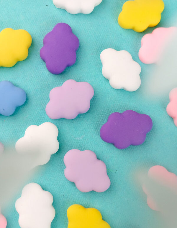 Miniature Pastel Cloud Embellishments | Mini Resin Embellishments for DIY Crafts – Cute Flat Back Cabochons for Scrapbooking, Slime, Hair Accessories, Phone Case & Decoration [Set of 4]