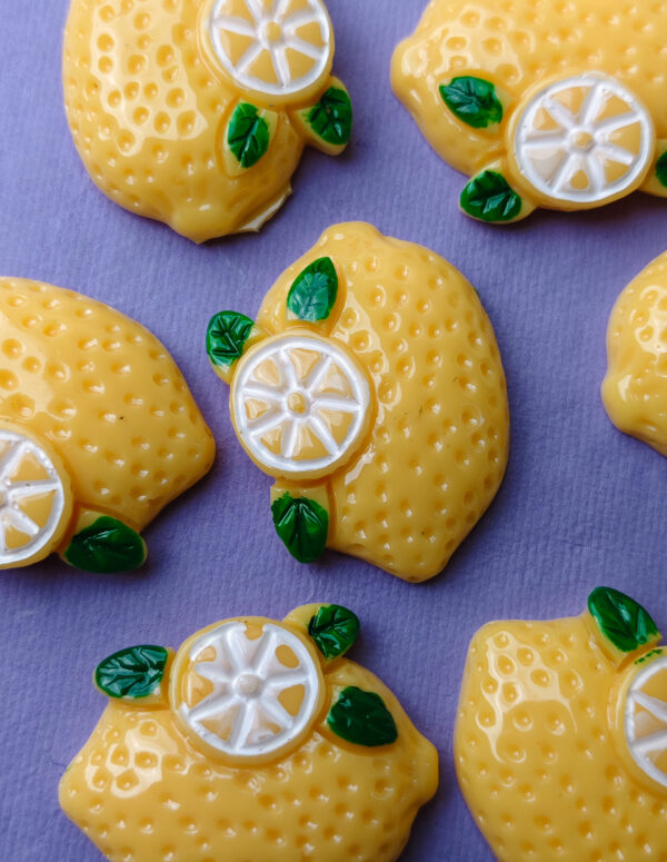 Miniature Lemon Fruit Decor Pieces | Mini Resin Embellishments for DIY Crafts – Cute Flat Back Cabochons for Scrapbooking, Slime, Hair Accessories, Phone Case & Decoration [Set of 4]