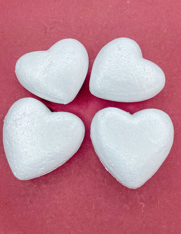 Thermocol Heart Shape Craft Base (Set of 4) Craft Base – Lightweight Polystyrene Foam Shape for DIY Painting, School Projects & Decoration