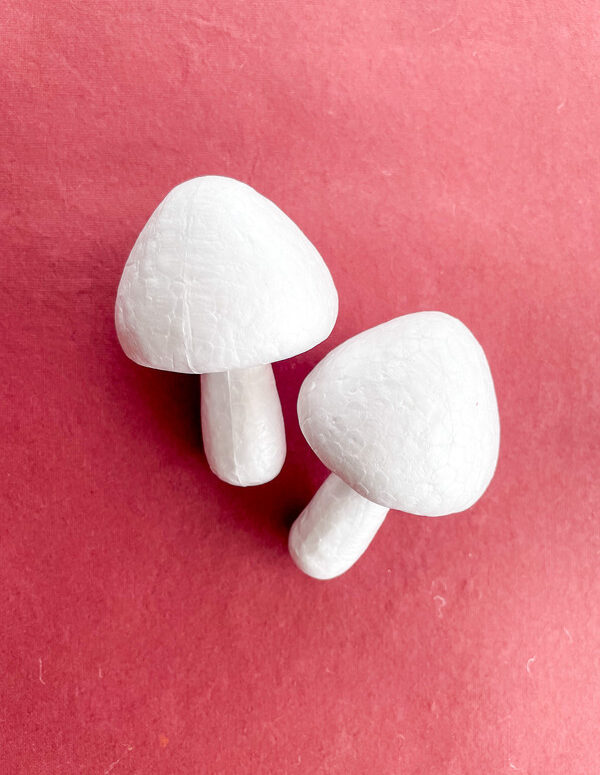 Thermocol Mushroom Shape Craft Base (Set of 2) – Lightweight Polystyrene Foam Shape for DIY Painting, School Projects & Decoration