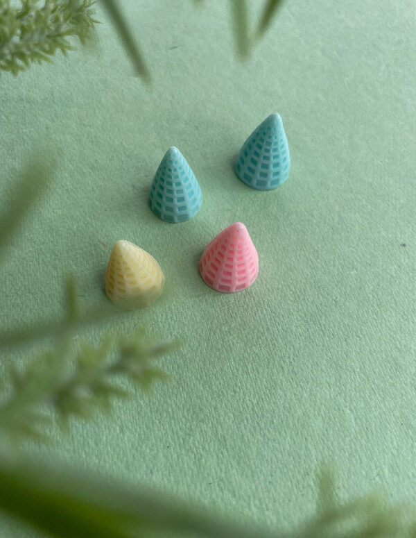 Miniature Pastel Cone Decor | Mini Resin Embellishments for DIY Crafts – Cute Flat Back Cabochons for Scrapbooking, Slime, Hair Accessories, Phone Case & Decoration [Set of 4]