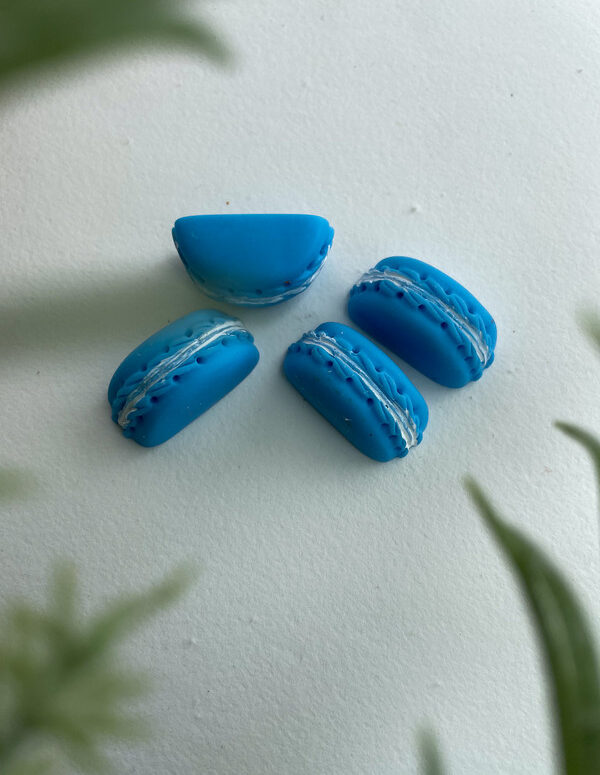 Miniature Blue Macaron Decor | Mini Resin Embellishments for DIY Crafts – Cute Flat Back Cabochons for Scrapbooking, Slime, Hair Accessories, Phone Case & Decoration [Set of 4]
