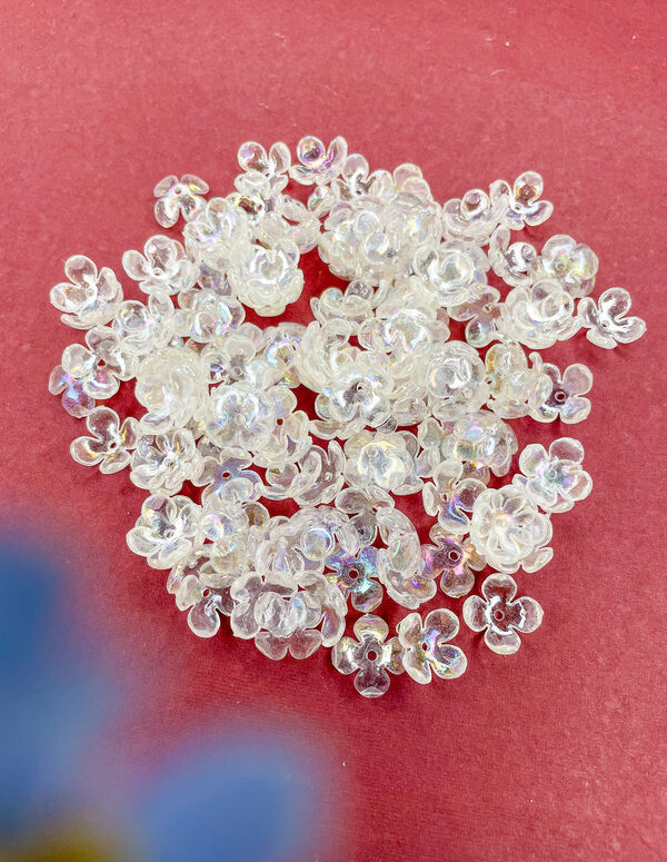 Transparent Flower Beads for Craft & Jewelry Making | Mini Resin Embellishments for DIY Crafts – Cute Flat Back Cabochons for Scrapbooking, Slime, Hair Accessories, Phone Case & Decoration [Set of 4]