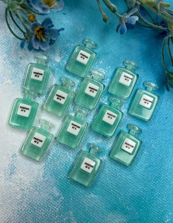 Miniature Perfume Bottle Decor | Mini Resin Embellishments for DIY Crafts – Cute Flat Back Cabochons for Scrapbooking, Slime, Hair Accessories, Phone Case & Decoration [Set of 4]