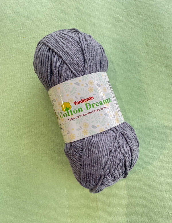 Vardhman Cotton Dreamz Yarn – Slate Grey – 100% Cotton Knitting Yarn