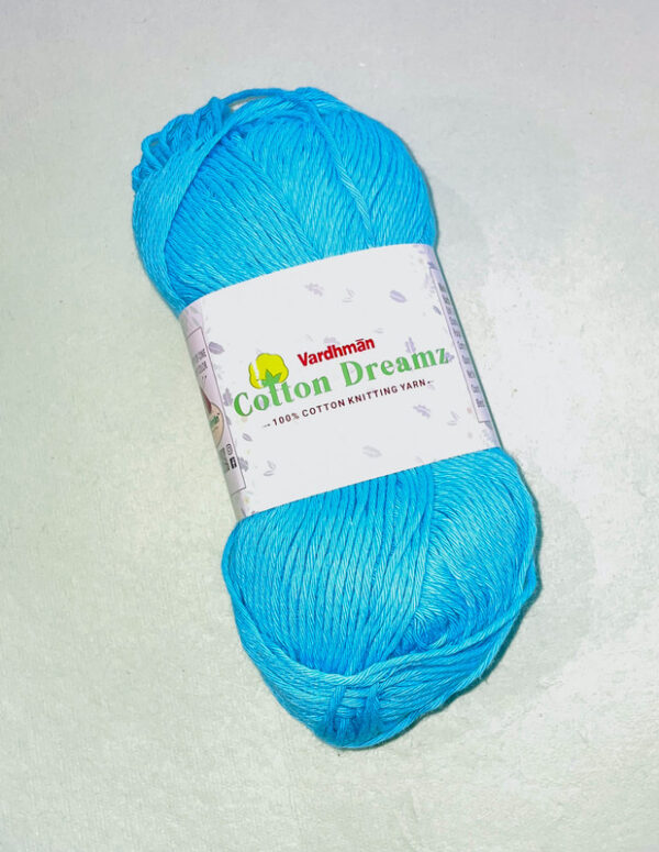Vardhman Cotton Dreamz Yarn – Aqua Blue – 100% Cotton Knitting Yarn