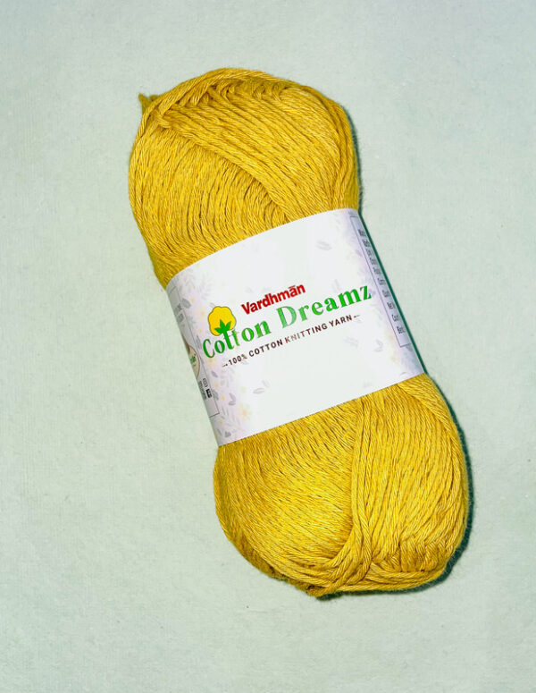 Vardhman Cotton Dreamz Yarn – Bright Yellow – 100% Cotton Knitting Yarn