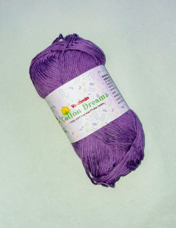 Vardhman Cotton Dreamz Yarn – Lilac Purple – 100% Cotton Knitting Yarn