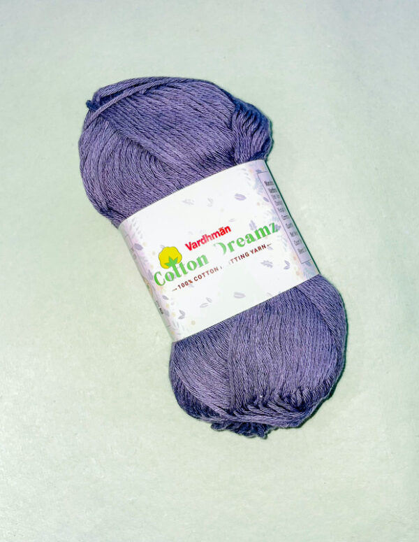 Vardhman Cotton Dreamz Yarn – Lavender Grey – 100% Cotton Knitting Yarn