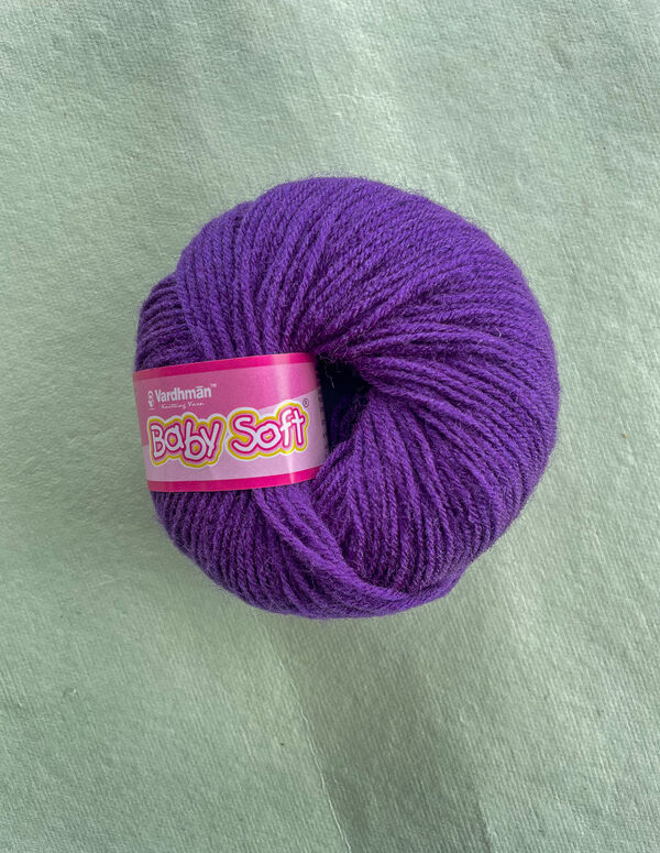 Vardhman Baby Soft Yarn – Royal Purple – 25g Acrylic Knitting Yarn