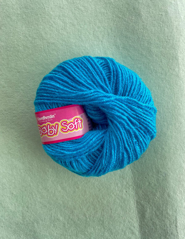 Vardhman Baby Soft Yarn – Turquoise Blue – 25g Acrylic Knitting Yarn