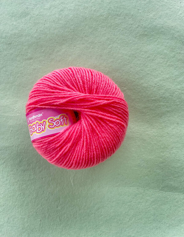 Vardhman Baby Soft Yarn – Bright Pink – 25g Acrylic Knitting Yarn