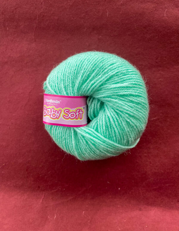 Vardhman Baby Soft Yarn – Mint Green – 25g Acrylic Knitting Yarn