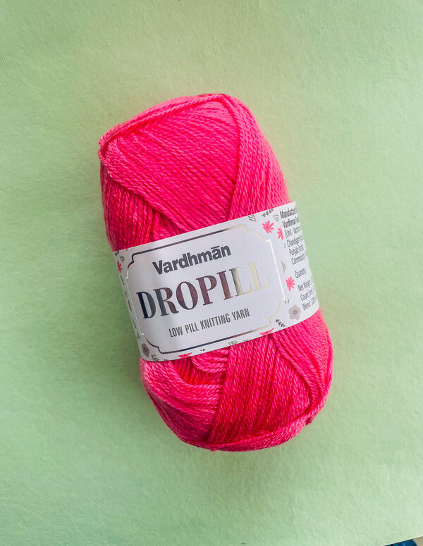 Vardhman Dropill Low Pill Knitting Yarn – Neon Pink (DRM006) – Anti-Pilling Yarn for Sweaters, Cardigans & Winter Wear
