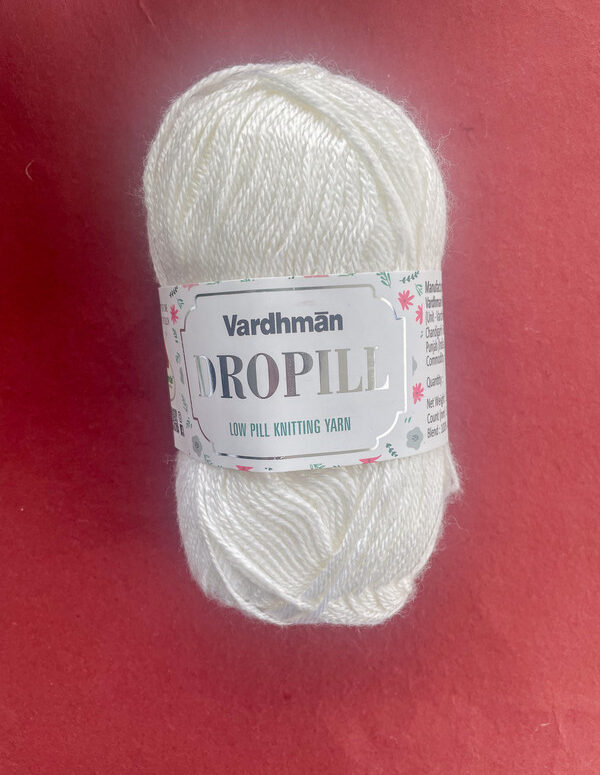 Vardhman Dropill Low Pill Knitting Yarn – Pure White – Anti-Pilling Yarn for Sweaters, Shawls & Winter Wear
