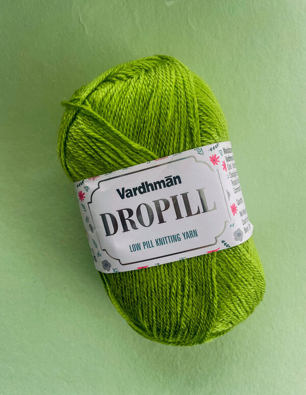 Vardhman Dropill Low Pill Knitting Yarn – Lime Green – Anti-Pilling Yarn for Sweaters, Caps & Winter Projects