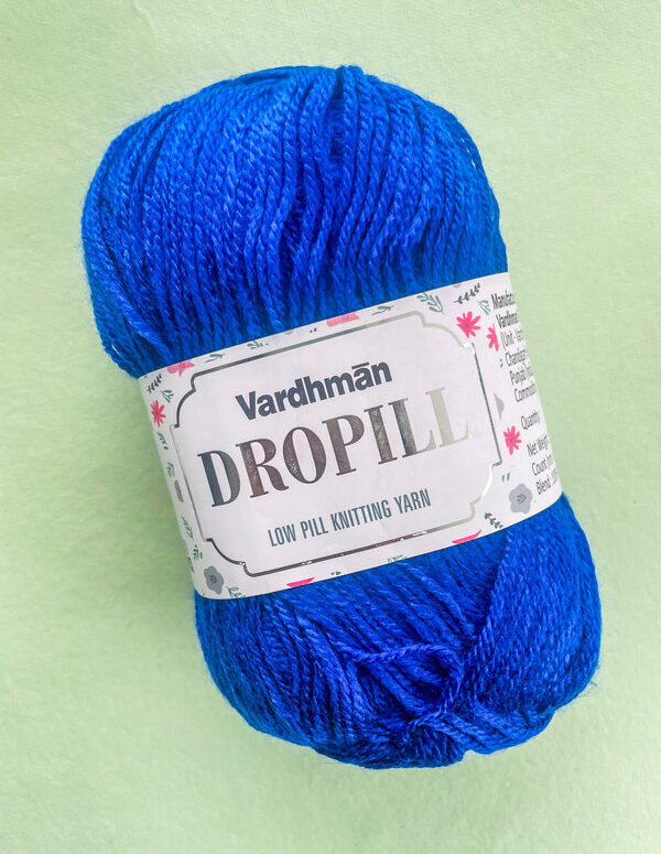 Vardhman Dropill Low Pill Knitting Yarn – Royal Blue – Anti-Pilling Yarn for Sweaters, Jackets & Winter Knits