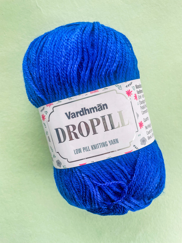 Vardhman Dropill Low Pill Knitting Yarn – Royal Blue – Anti-Pilling Yarn for Sweaters, Jackets & Winter Knits