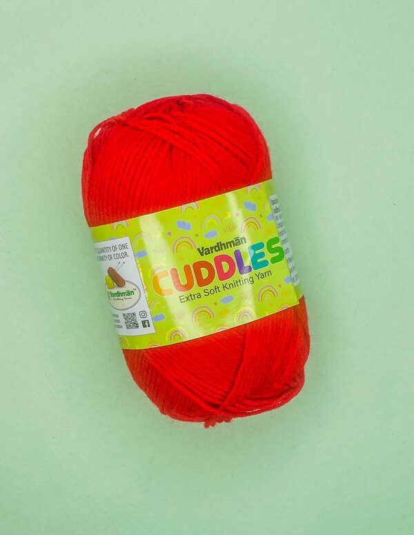 Vardhman Cuddles Extra Soft Knitting Yarn – Bright Red – Soft Baby Yarn for Sweaters, Blankets & Kidswear
