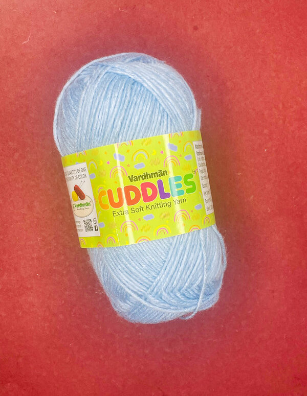Vardhman Cuddles Extra Soft Knitting Yarn – Baby Blue – Soft Acrylic Yarn for Sweaters, Blankets & Baby Projects