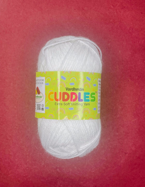 Vardhman Cuddles Extra Soft Knitting Yarn – White – Soft Acrylic Yarn for Baby Sweaters, Blankets & Crochet Projects