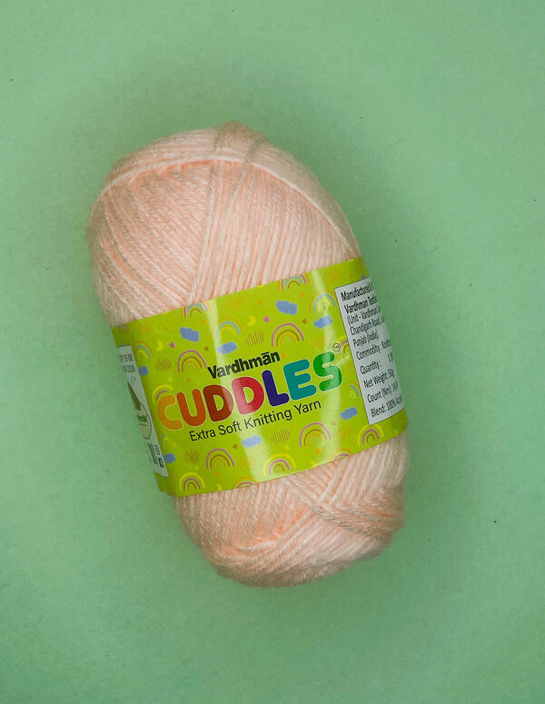 Vardhman Cuddles Extra Soft Knitting Yarn – Light Peach – Soft Acrylic Yarn for Baby Sweaters, Blankets & Crochet Projects