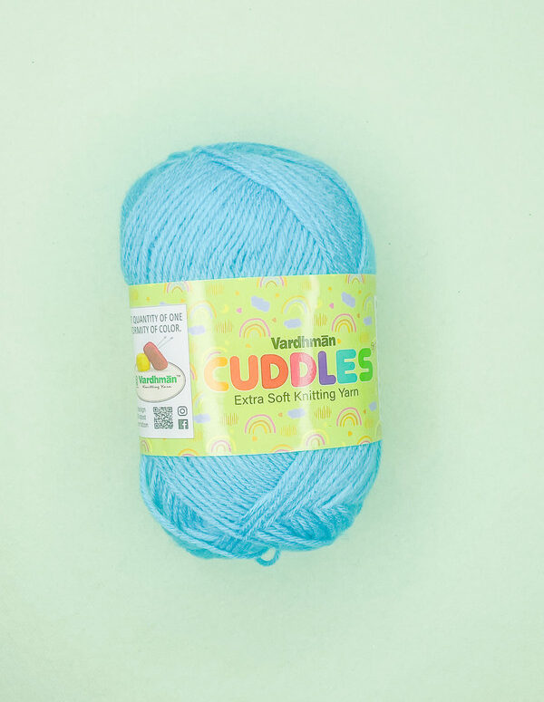 Vardhman Cuddles Extra Soft Knitting Yarn – Turquoise Blue – Soft Acrylic Yarn for Baby Sweaters, Blankets & Crochet Projects
