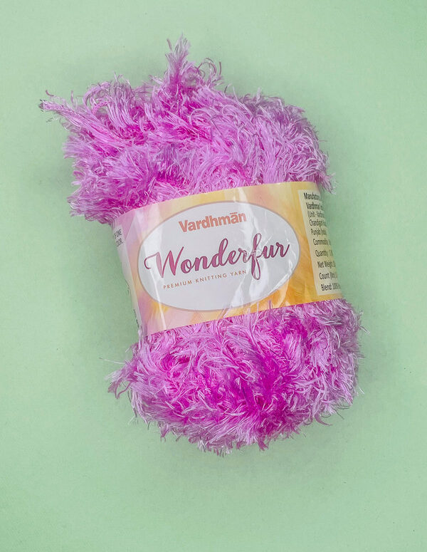 Vardhman Wonderfur Premium Fur Knitting Yarn – Bright Pink – Soft Fancy Eyelash Yarn for Scarves, Sweaters & Creative Projects