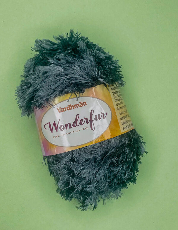 Vardhman Wonderfur Premium Fur Knitting Yarn – Dark Grey – Soft Fluffy Fancy Yarn for Scarves, Sweaters & DIY Projects