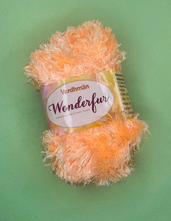 Vardhman Wonderfur Premium Fur Knitting Yarn – Peach – Soft Fluffy Fancy Yarn for Scarves, Sweaters & DIY Projects