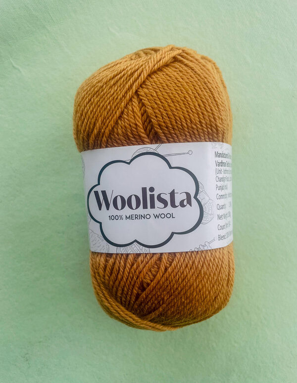 Woolista 100% Merino Wool Knitting Yarn – Mustard – Premium Soft Wool for Sweaters, Shawls & Winter Wear (7–8 mm Needles)