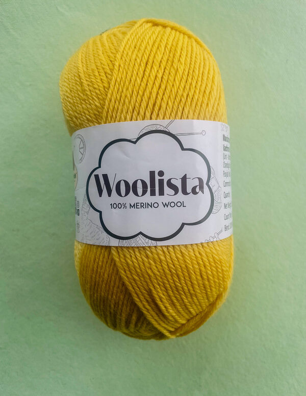 Woolista 100% Merino Wool Knitting Yarn – Lemon Yellow – Soft Premium Wool for Sweaters, Shawls & Winter Wear (7–8 mm Needles)