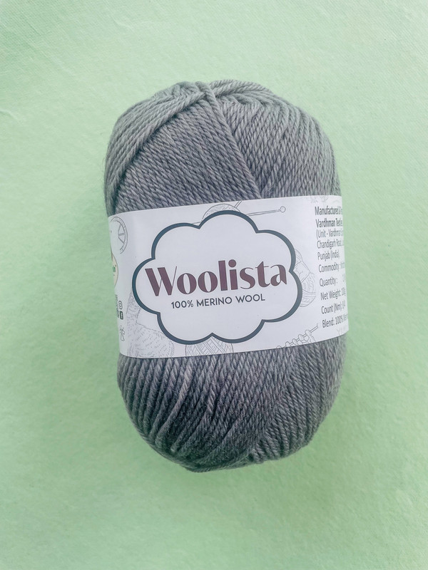 Woolista 100% Merino Wool Knitting Yarn – Steel Grey – Soft Premium Wool for Sweaters, Shawls & Winter Wear (7–8 mm Needles)