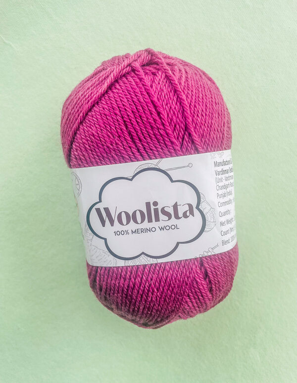 Woolista 100% Merino Wool Knitting Yarn – Raspberry Pink – Soft Premium Wool for Sweaters, Shawls & Winter Wear (7–8 mm Needles)