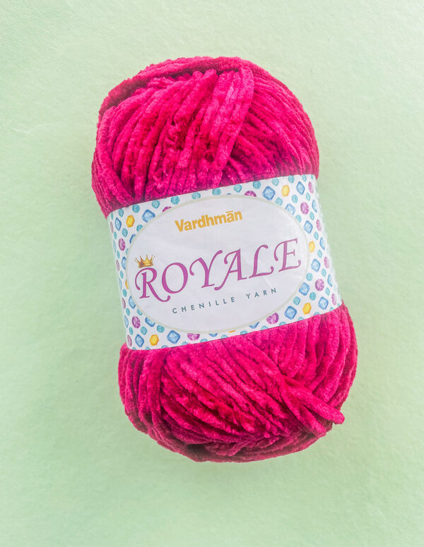 Vardhman Royale Chenille Yarn – Deep Pink (ROH028) – Soft Velvet Yarn for Crochet, Baby Blankets & Plush Projects – 5–6 mm Needles