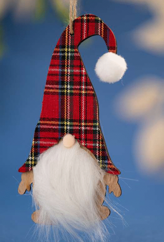 Red Plaid Gnome Hanging Ornament