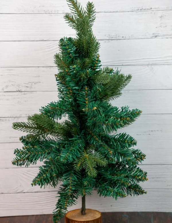Mini Pine Christmas Tree – Classic Green with Wooden Base | Artificial Tabletop Xmas Tree for Home, Office & Festive Decor