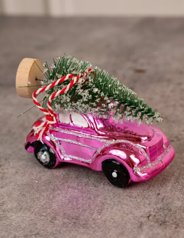 Pink Vintage Car with Christmas Tree Table Décor