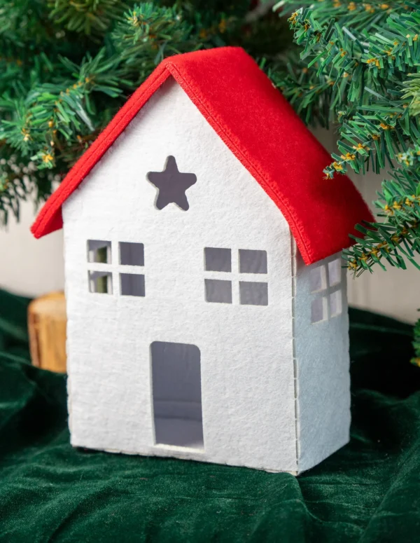 Felt Christmas House Décor with Red Roof