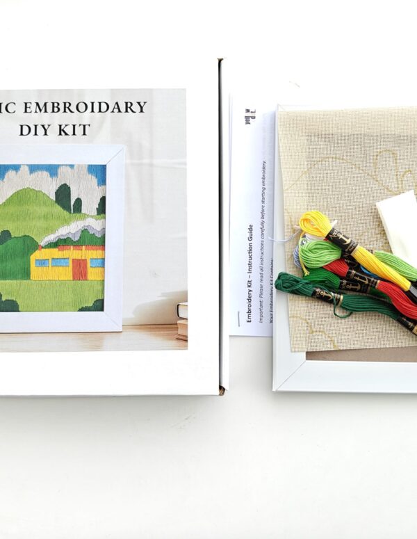 Basic Embroidery DIY Kit for Beginners – Pre-Printed Fabric, Embroidery Threads, Needle & Frame Included | Learn Hand Embroidery | DIY Craft Kit