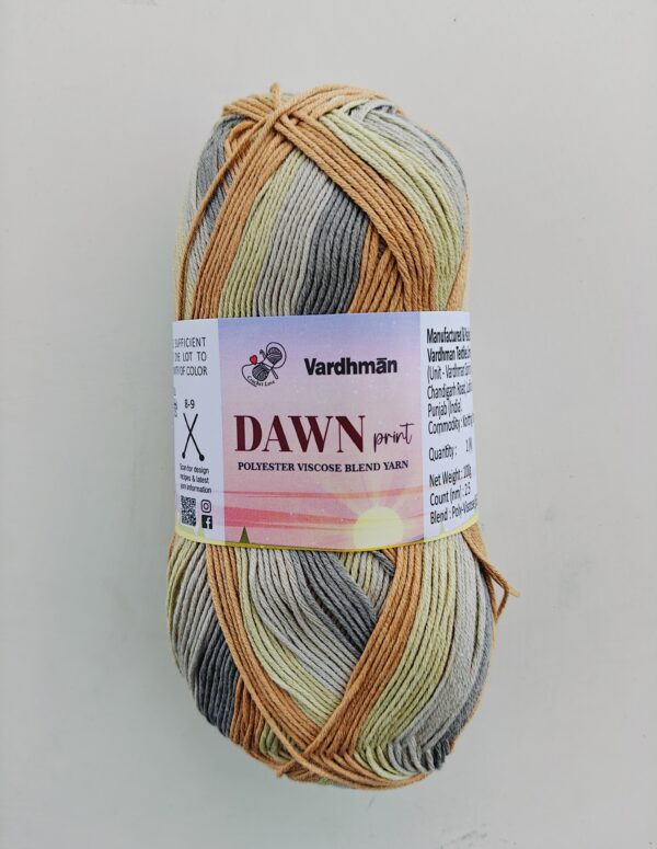 Vardhman Dawn Print Polyester Viscose Blend Yarn – Multicolour Yarn for Knitting, Crochet & Craft Projects – 100g