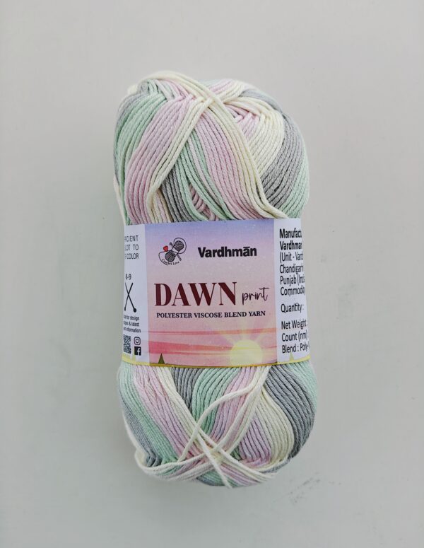 Vardhman Dawn Print Polyester Viscose Blend Yarn – Pastel Multicolour Yarn for Knitting, Crochet & Craft Projects – 100g