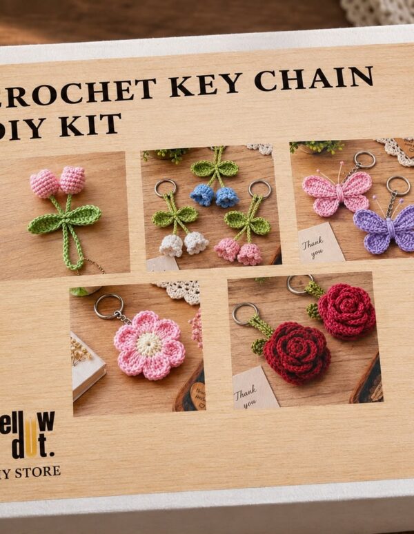 Yellow Dot Crochet Key Chain DIY Kit | Complete Crochet Kit for Beginners