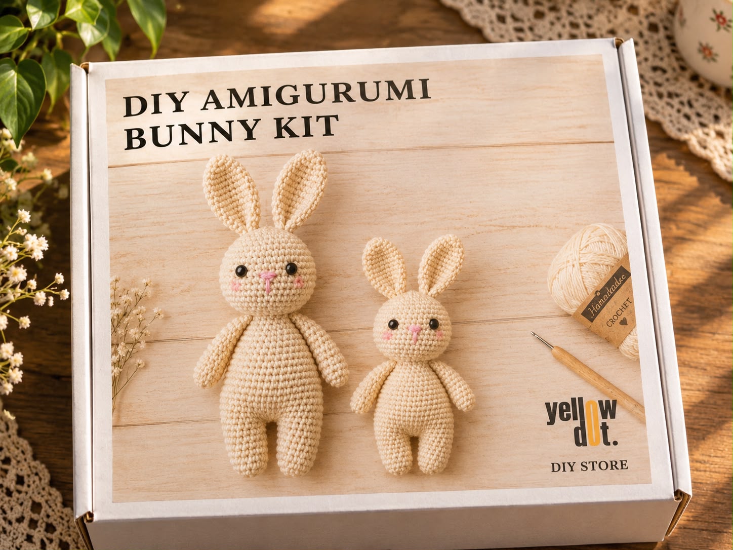 Yellow Dot DIY Amigurumi Bunny Crochet Kit for Beginners
