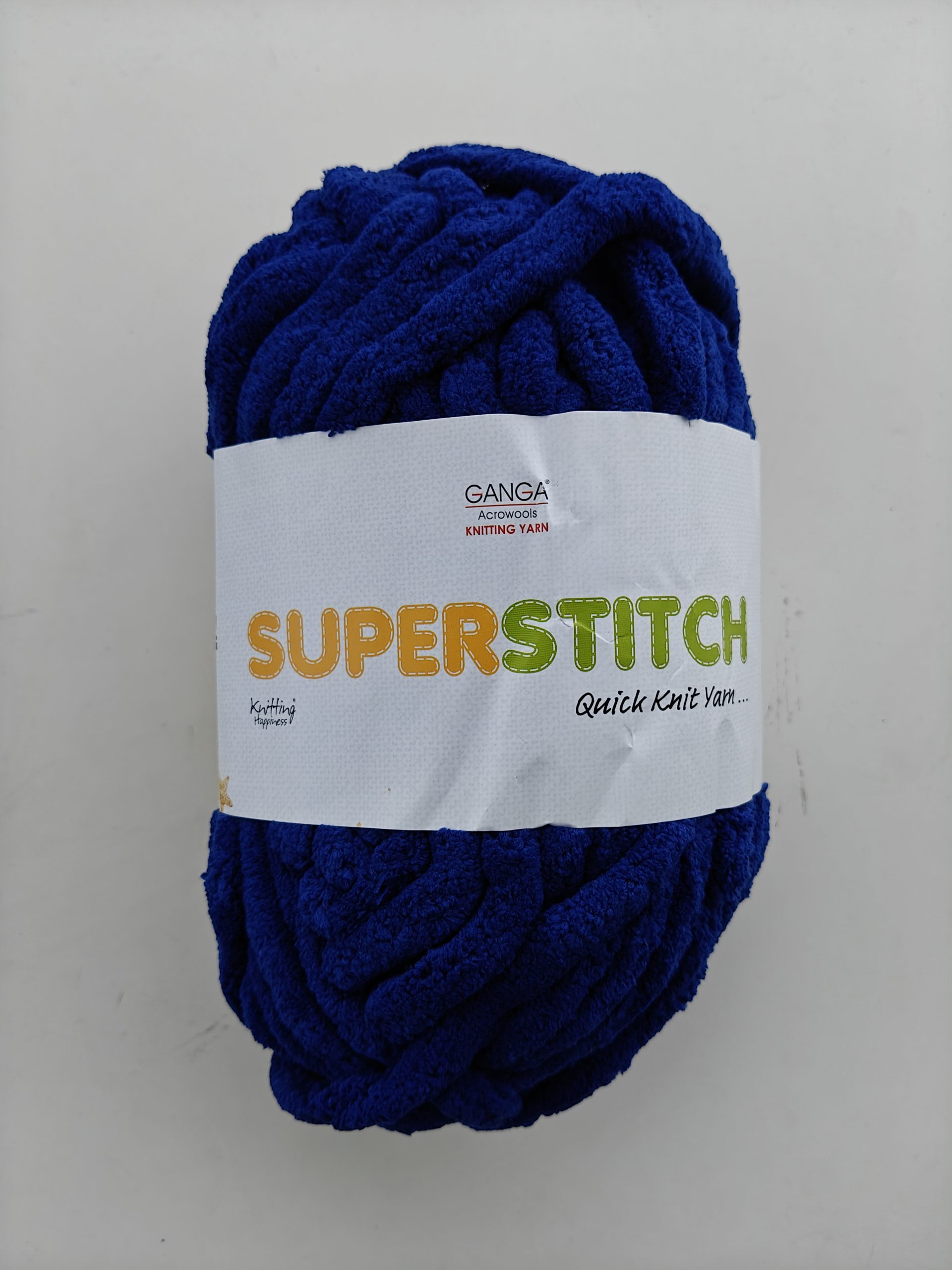 Ganga Superstitch 100% Polyester Chenille Knitting Yarn | Super Chunky Jumbo Quick Knit Yarn for Hand Knitting, Crochet, Blankets & Amigurumi (Blue)