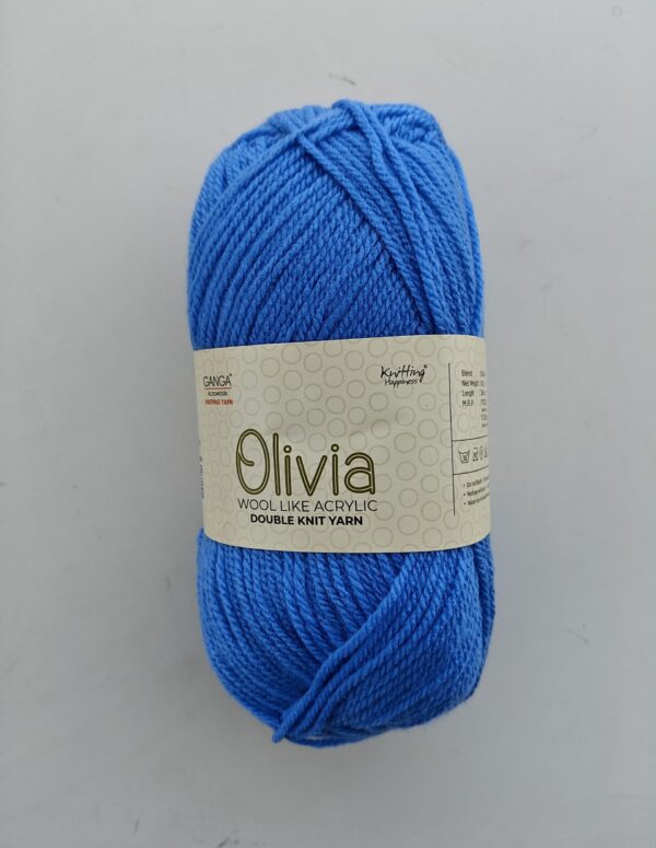 Ganga Olivia Wool-Like Acrylic Double Knit Yarn | DK Weight Knitting and Crochet Yarn for Sweaters, Scarves & Garments (Blue, 100g)