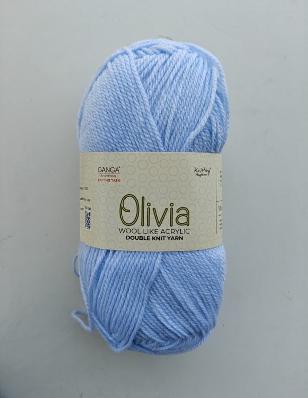 Ganga Acrowools Olivia Wool Like Acrylic Double Knit Yarn, 100g, Soft Acrylic Yarn for Knitting and Crochet – Light Blue